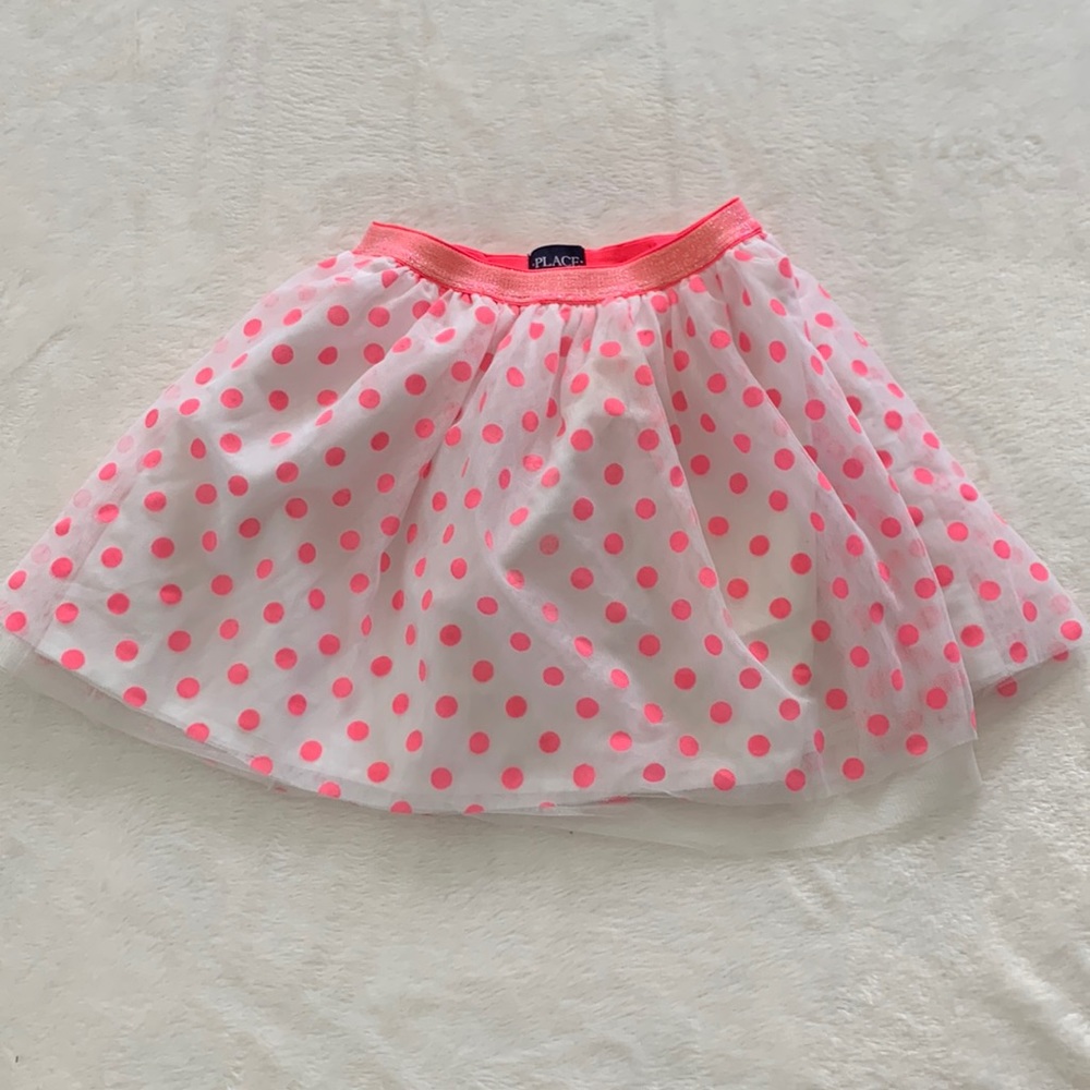 The Children’s Place Tulle Skirt, Size M (7-8), White w/ Pink Polka Dots